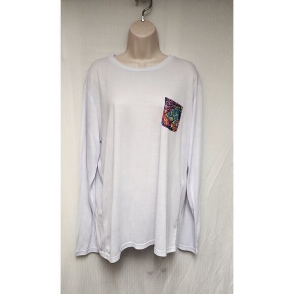 Always Advancing Long Sleeve Round Neck White Tunic Tee Shirt Size Large - Picture 2 of 6
